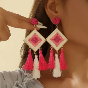 1 Pair Ethnic Style Geometric raffia Drop Earrings