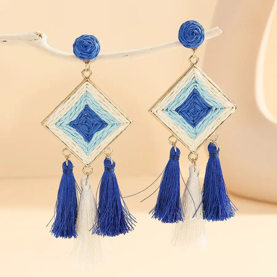 1 Pair Ethnic Style Geometric raffia Drop Earrings