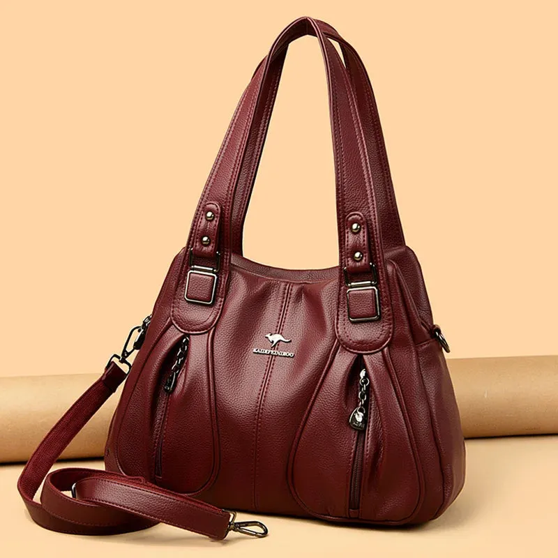 100% Genuine Leather Women Handbag Fashion Girls Top-Handle Bucket Bag Soft Cowhide Female Shoulder Bags Women Crossbody Bag Sac
