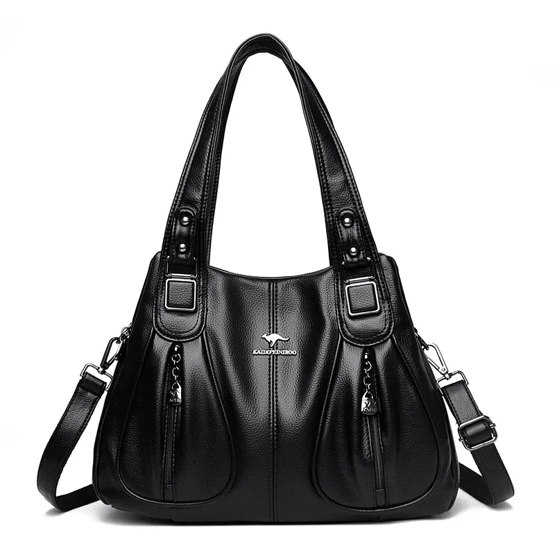 100% Genuine Leather Women Handbag Fashion Girls Top-Handle Bucket Bag Soft Cowhide Female Shoulder Bags Women Crossbody Bag Sac