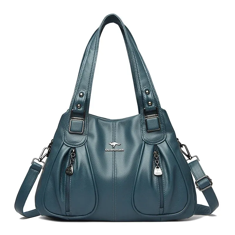 100% Genuine Leather Women Handbag Fashion Girls Top-Handle Bucket Bag Soft Cowhide Female Shoulder Bags Women Crossbody Bag Sac