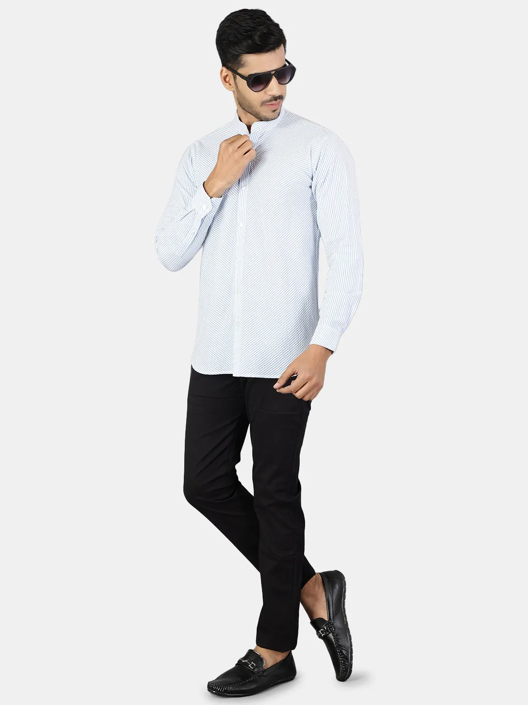 100% Premium Cotton White Stripe Shirt