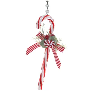 10" GLASS CANDY CANE (Set/1) MAGNETIC CHANDELIER ORNAMENT