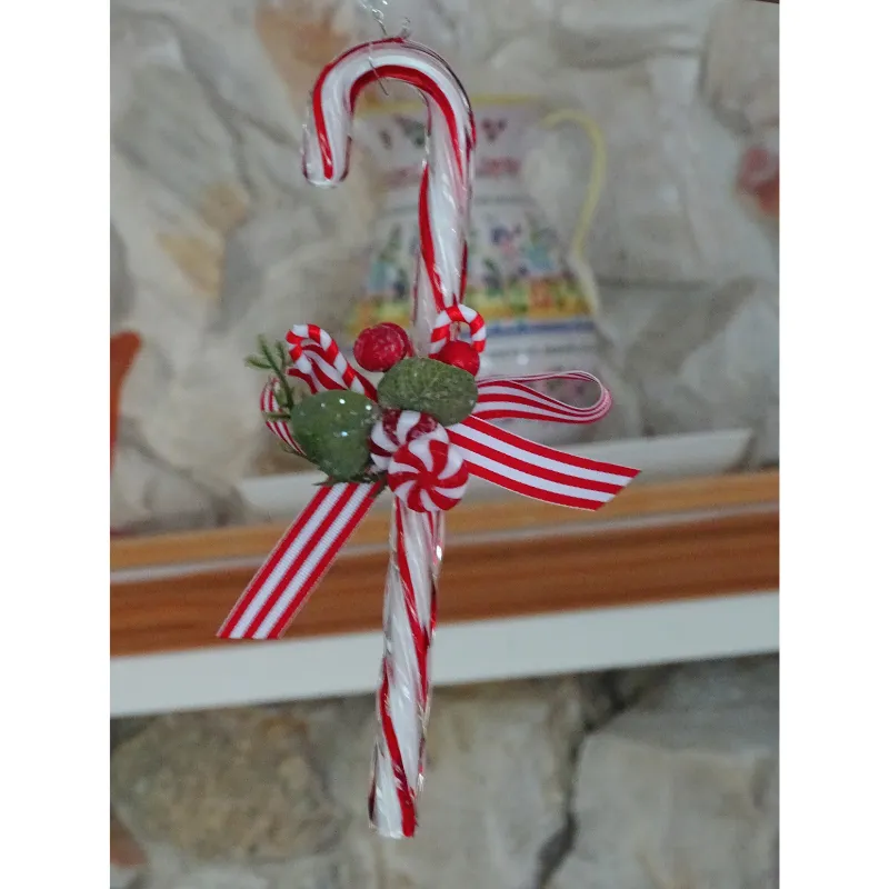 10" GLASS CANDY CANE (Set/1) MAGNETIC CHANDELIER ORNAMENT