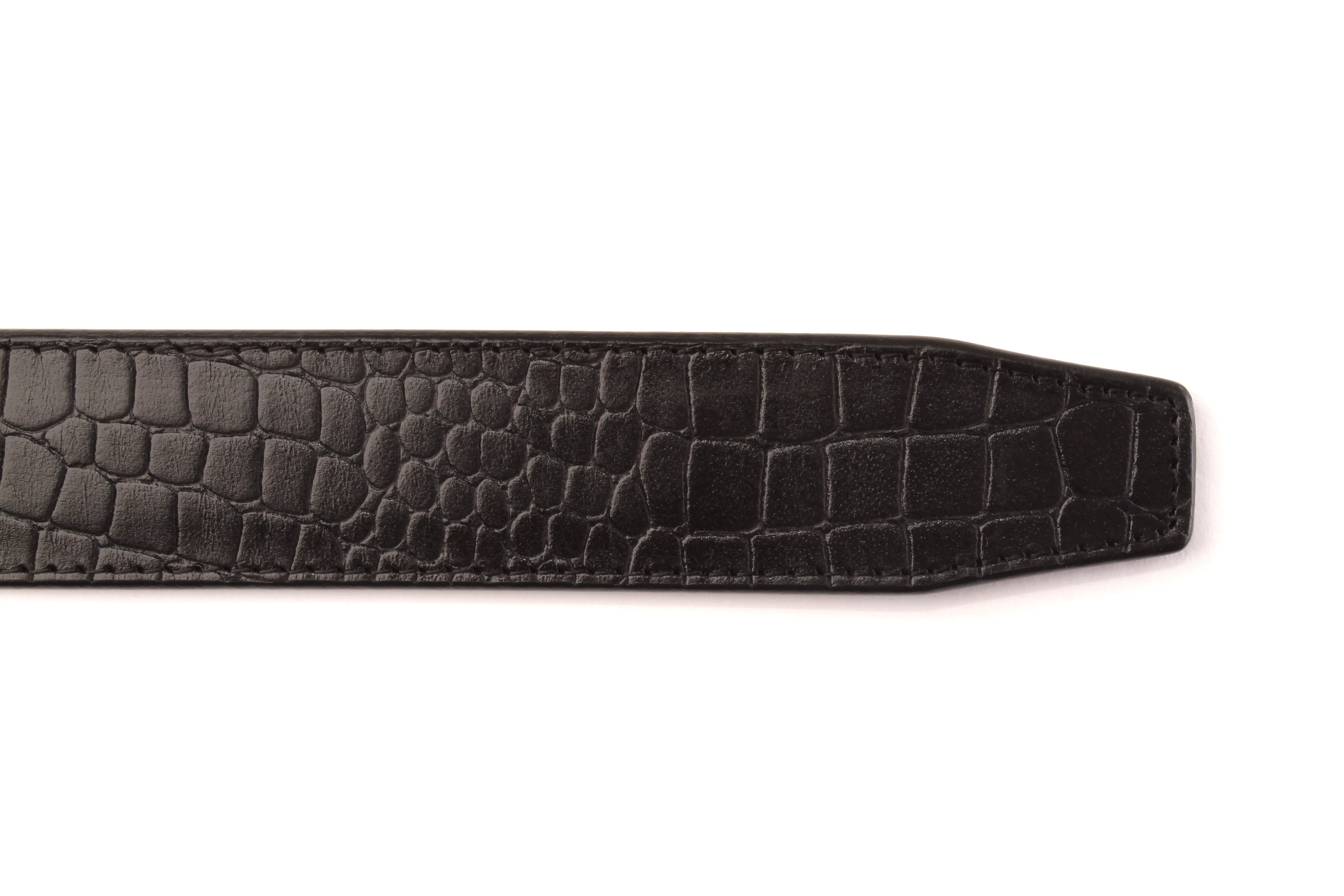 1.5" Black Crocuffalo Vegetable Tanned Leather Strap