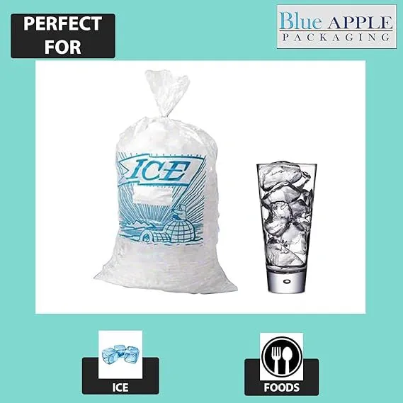 15X30 inches Ice Bags with Printed 2 Mil Metallocene (mPE)