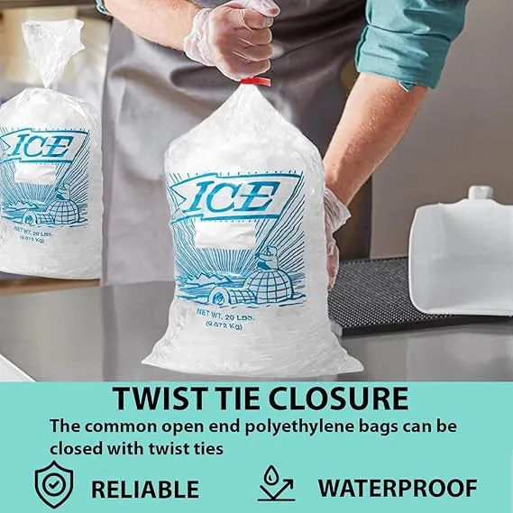 15X30 inches Ice Bags with Printed 2 Mil Metallocene (mPE)