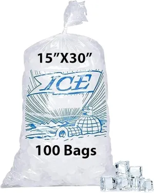 15X30 inches Ice Bags with Printed 2 Mil Metallocene (mPE)