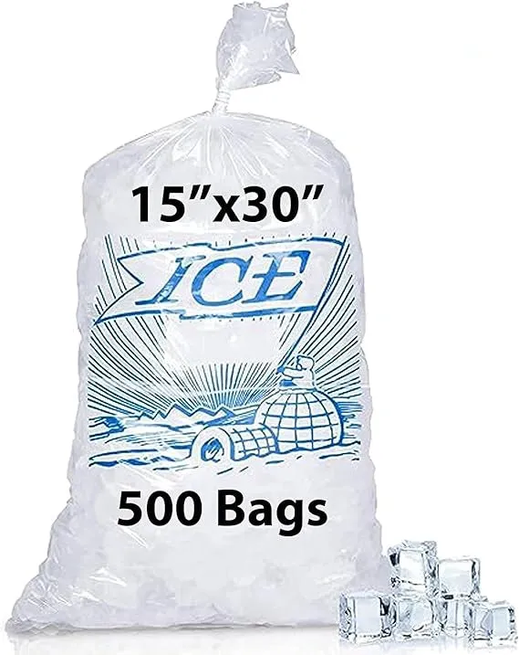15X30 inches Ice Bags with Printed 2 Mil Metallocene (mPE)