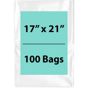 17X21 inches Clear Flat Poly Bags 1Mil Open Top (LDPE)