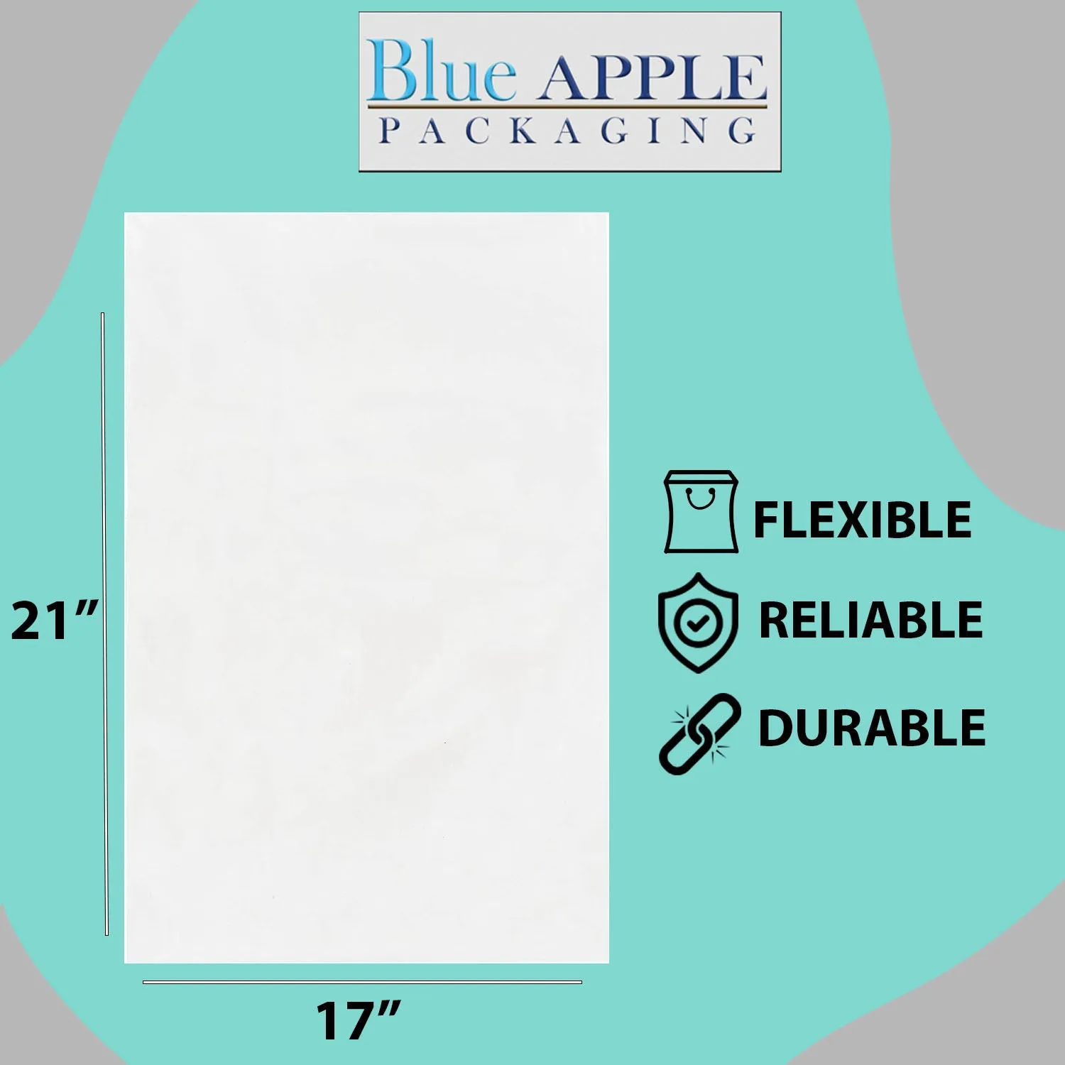 17X21 inches Clear Flat Poly Bags 1Mil Open Top (LDPE)