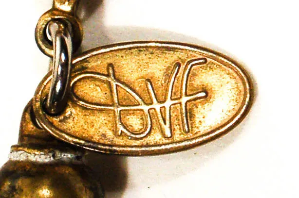 1970's Embossed Brass Charm Bracelet by DVF