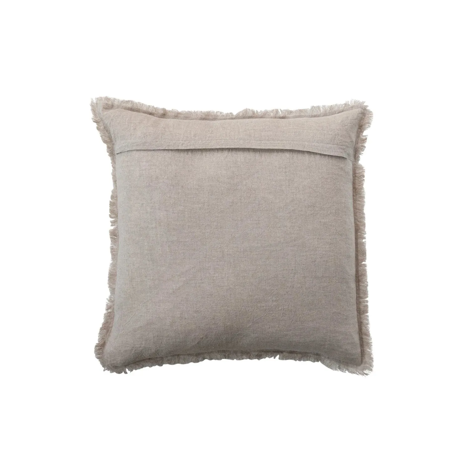 20" Square Stonewashed Linen Pillow w/ Fringe