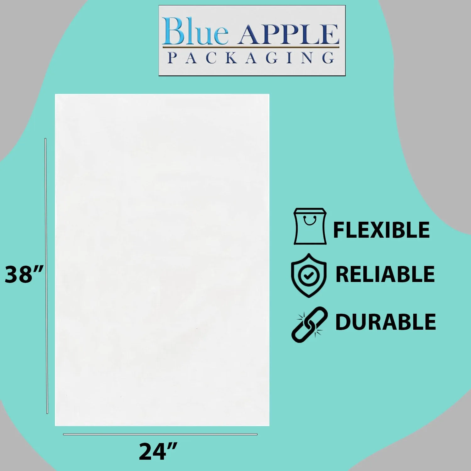 24X38 inches Clear Flat Poly Bags 2Mil Open Top (LDPE)