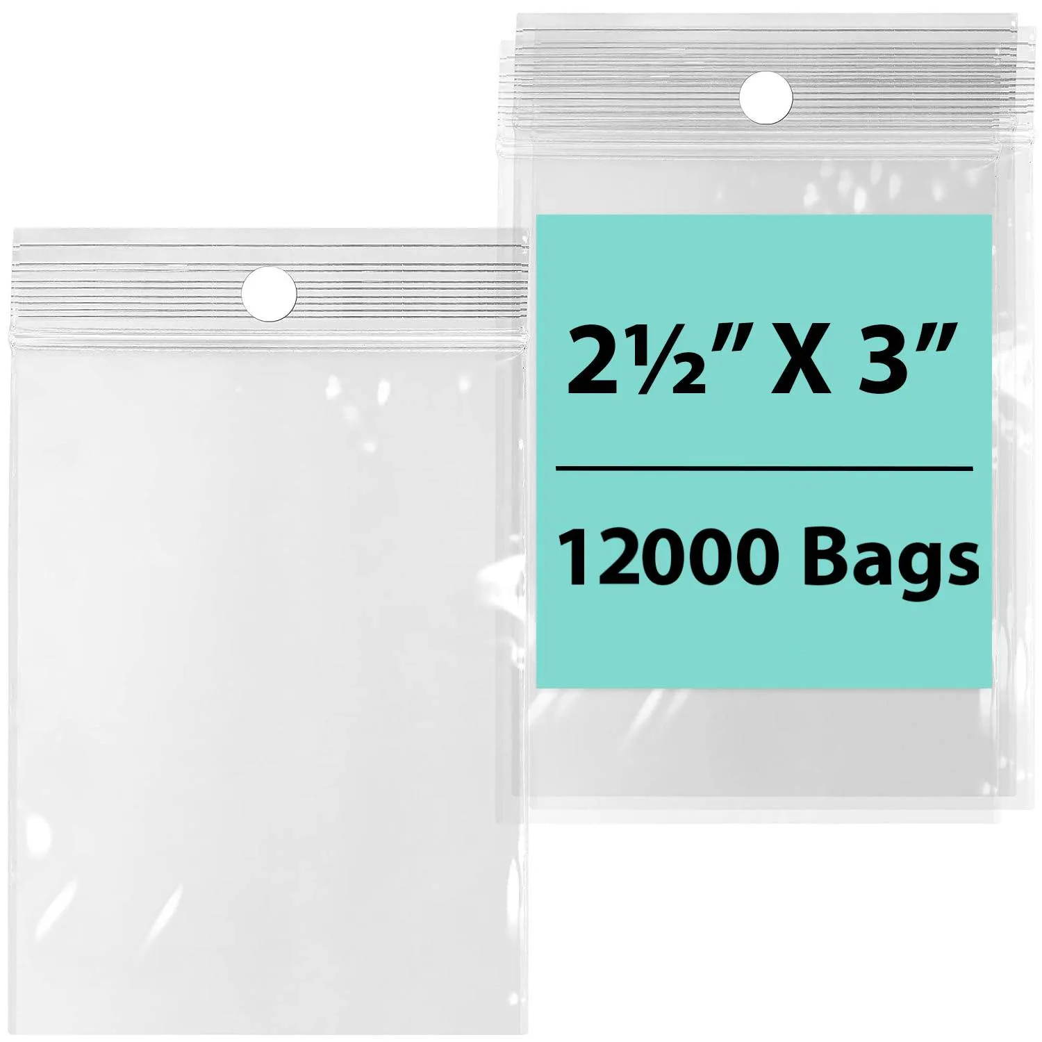 2.5X3 inches Reclosable Poly Bags with Hang Hole 4 Mil (LDPE) Single Track Zipper