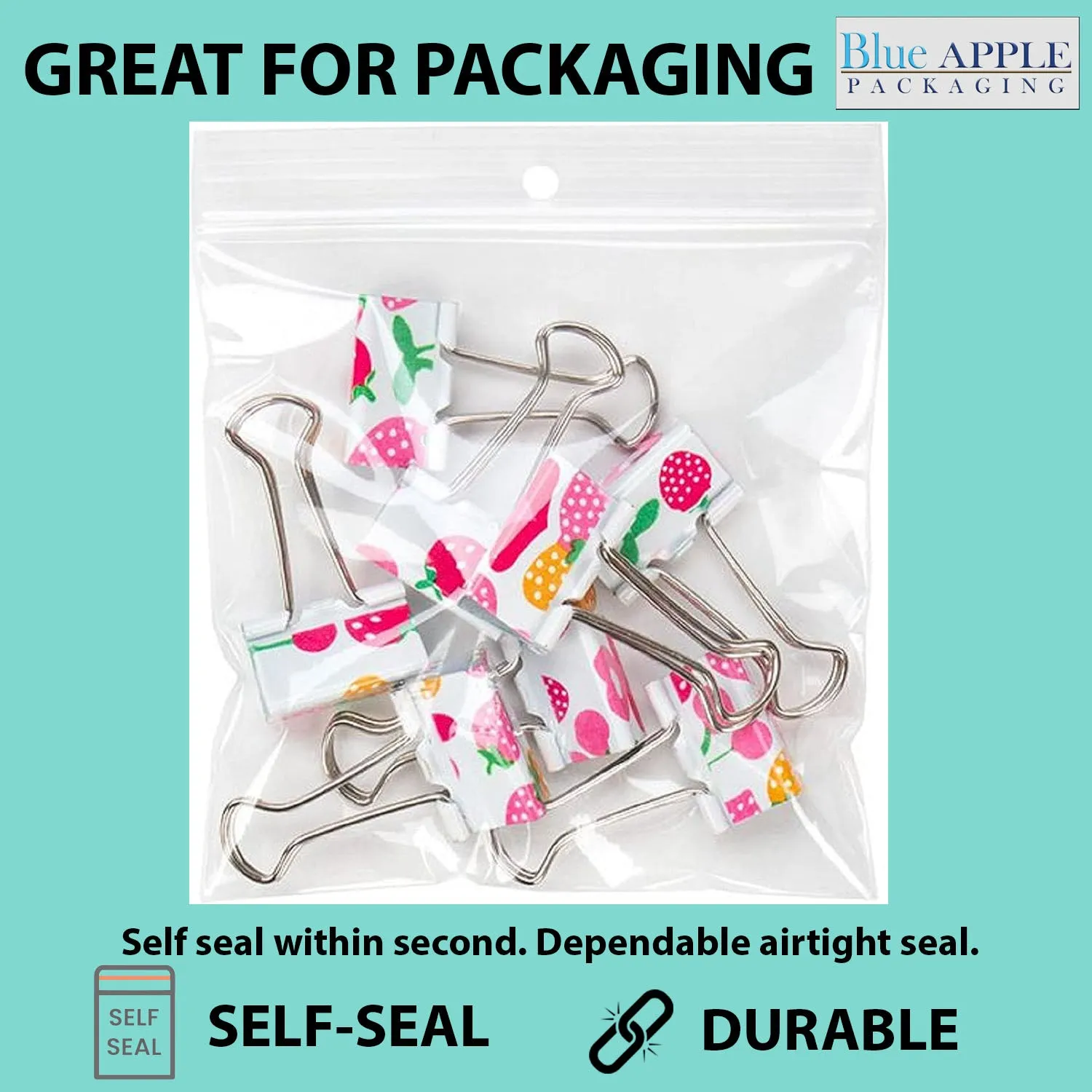 2.5X3 inches Reclosable Poly Bags with Hang Hole 4 Mil (LDPE) Single Track Zipper