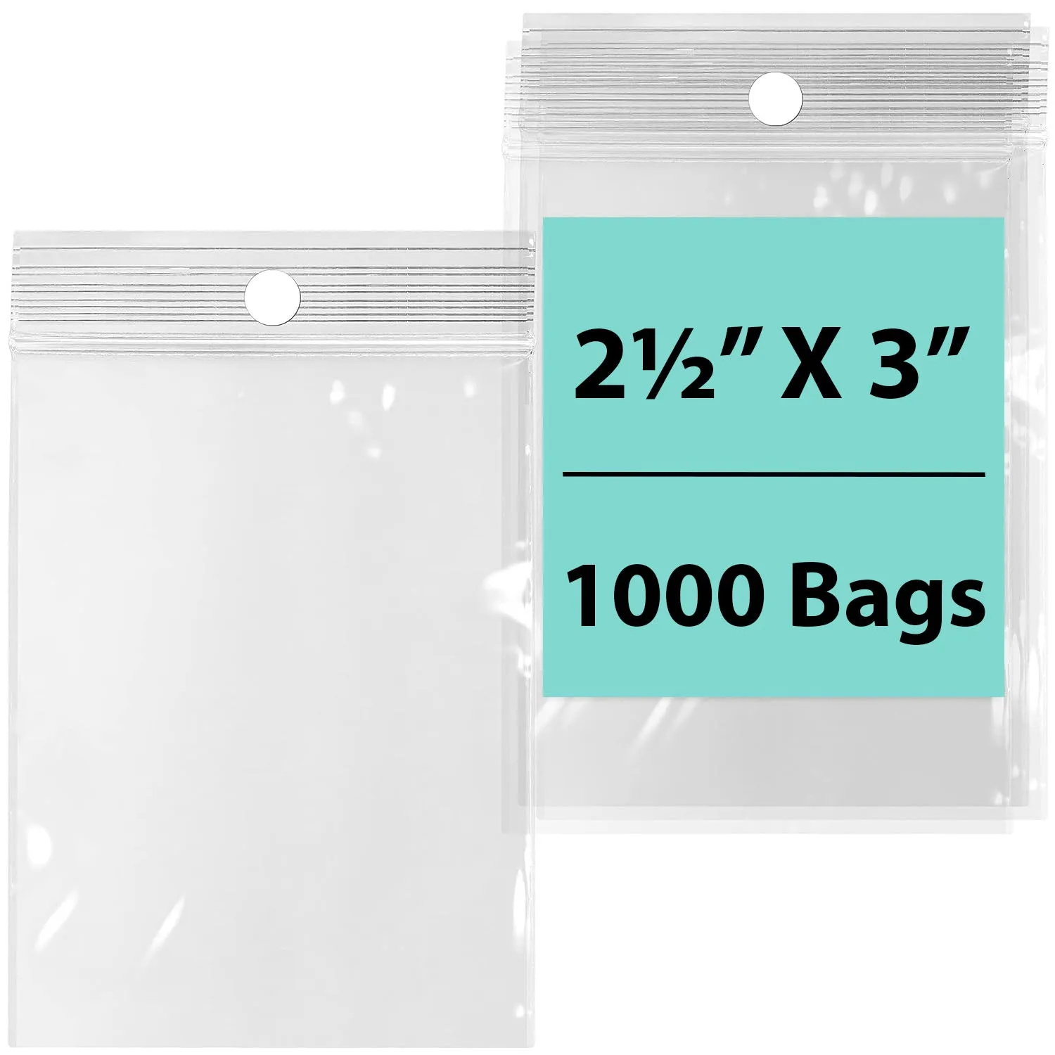 2.5X3 inches Reclosable Poly Bags with Hang Hole 4 Mil (LDPE) Single Track Zipper