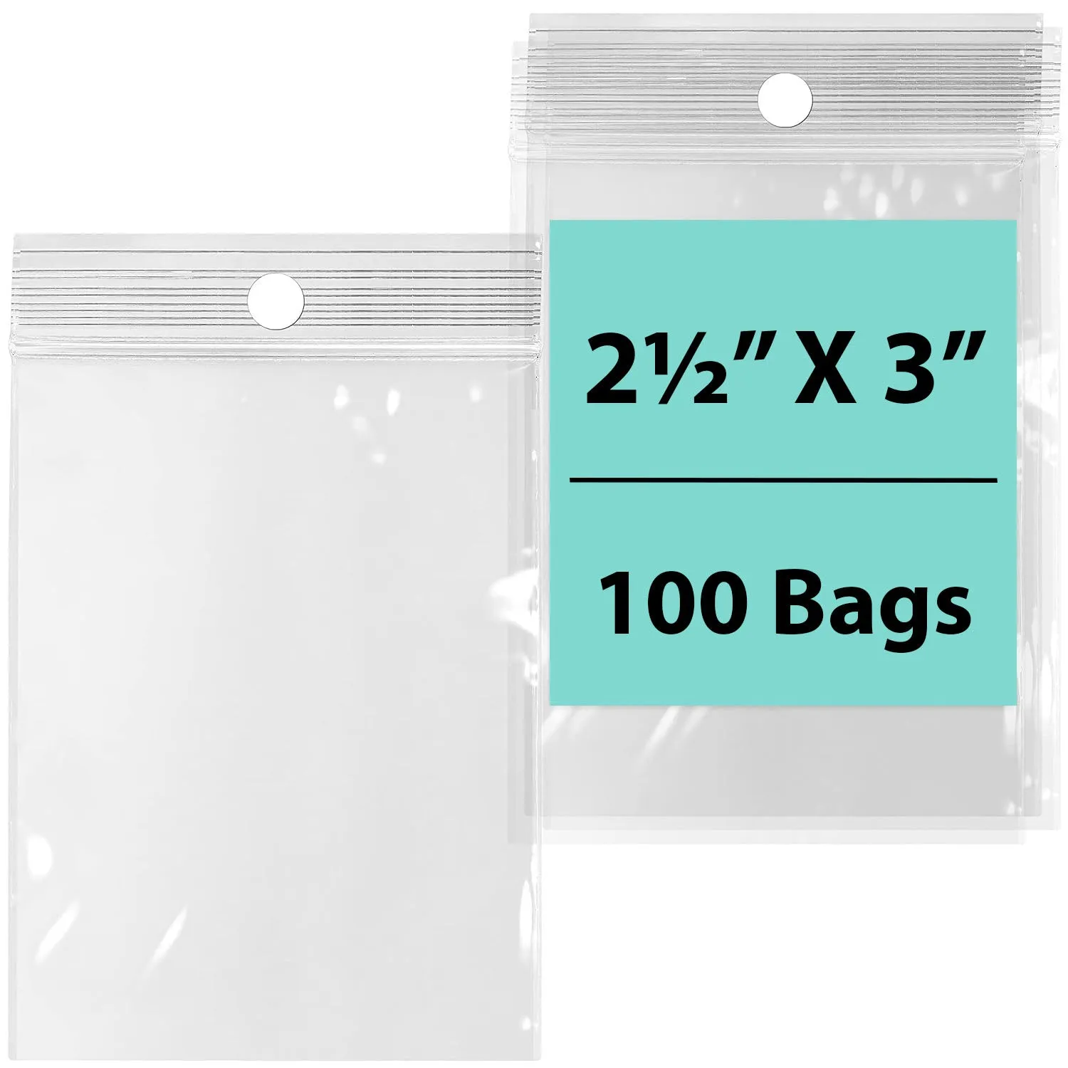 2.5X3 inches Reclosable Poly Bags with Hang Hole 4 Mil (LDPE) Single Track Zipper