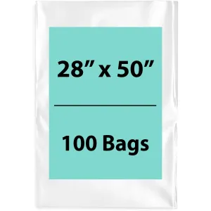 28X50 inches Clear Flat Poly Bags 4Mil Open Top (LDPE)