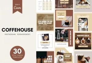 30 Coffeehouse Instagram Post Canva Templates