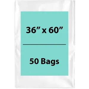 36X60 inches Clear Flat Poly Bags 4Mil Open Top (LDPE)