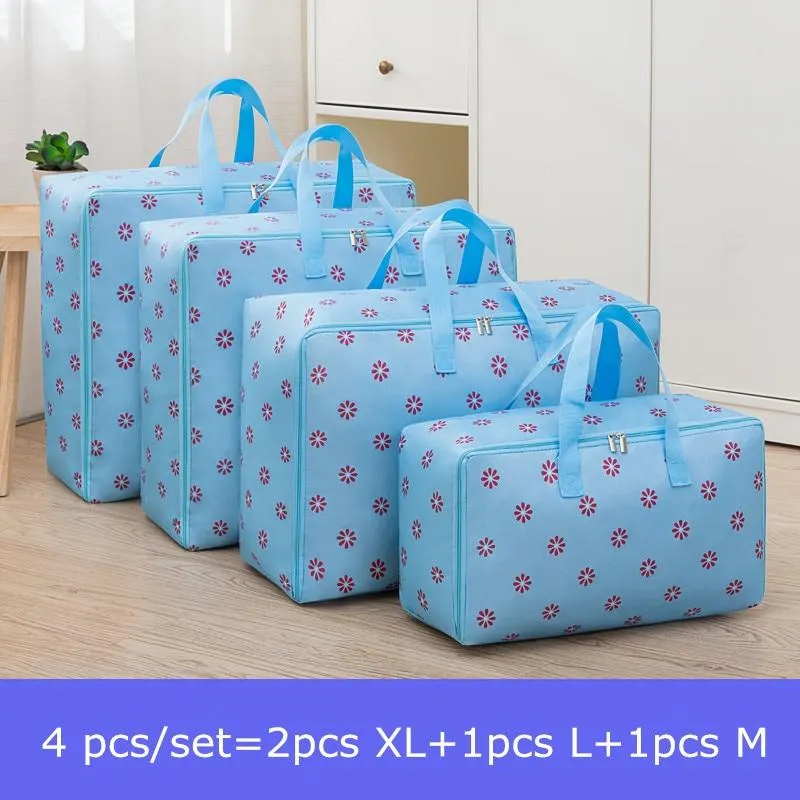 4 pcs/set Large Capacity Oxford Storage Bag M L 2Pcs XL Closet Organizer For Quilt Cloth Travel Luggage Waterproof Container