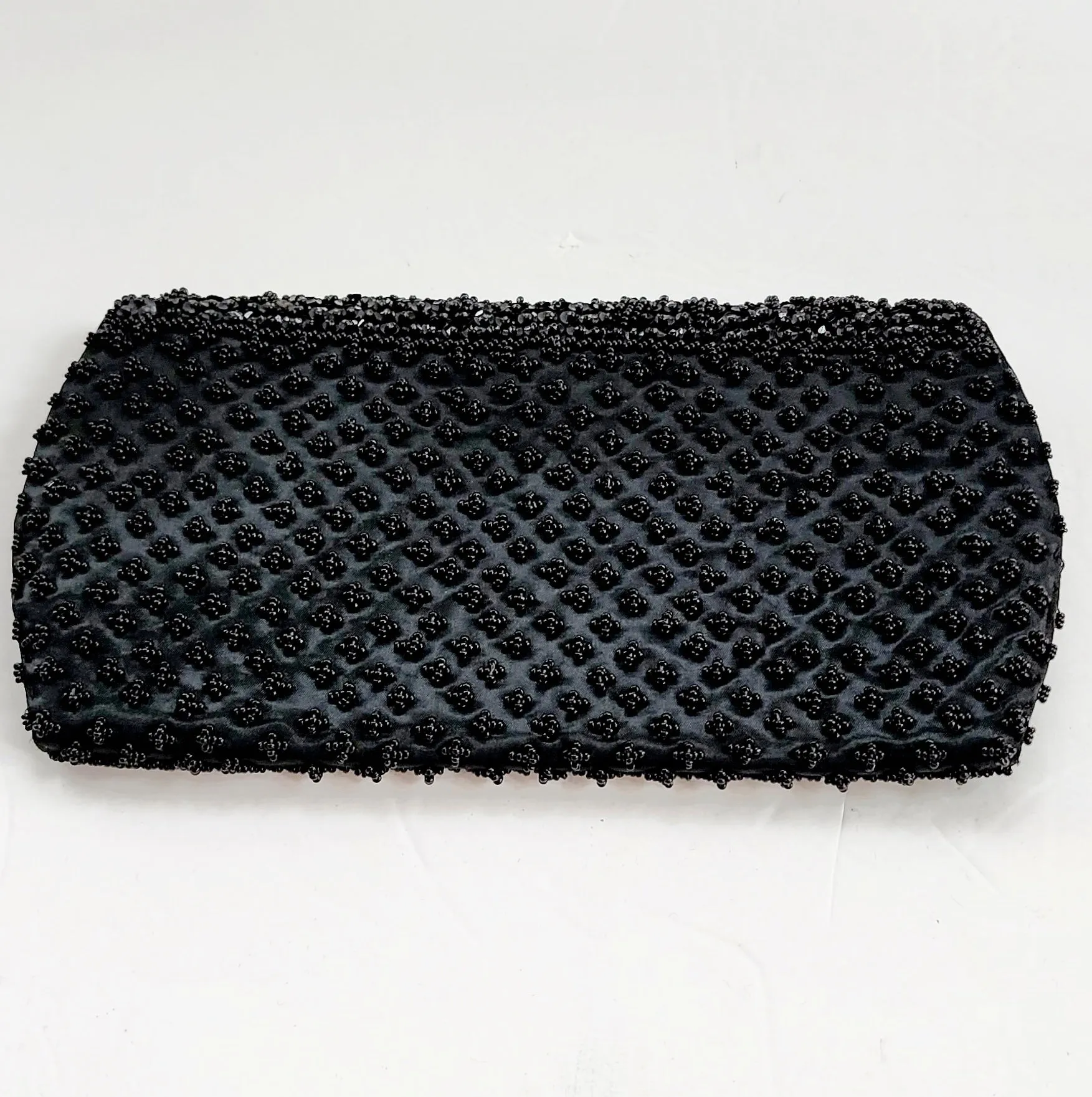 50s Black Beaded Clutch Bag La Regale