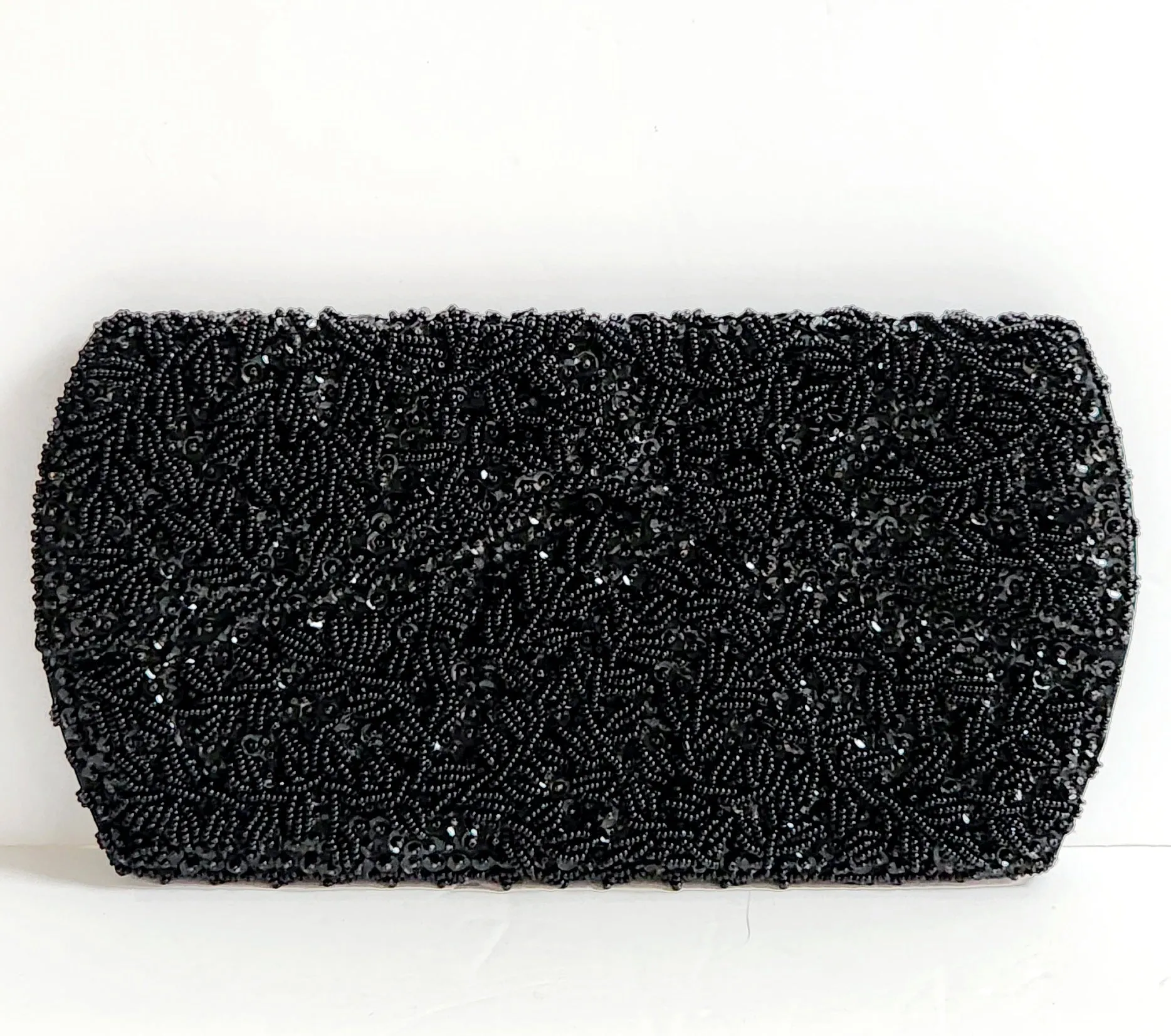 50s Black Beaded Clutch Bag La Regale