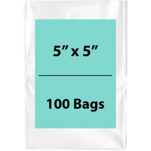 5X5 inches Clear Flat Poly Bags 2Mil Open Top (LDPE)