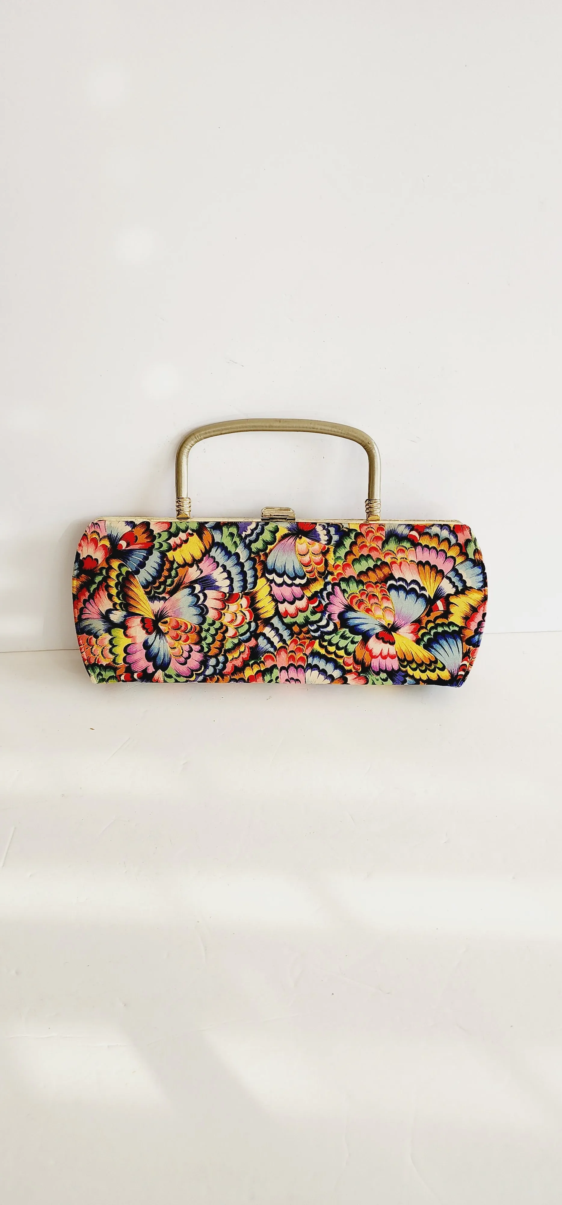 60s Top Handle Bag Colorful Silkprint Rectangular