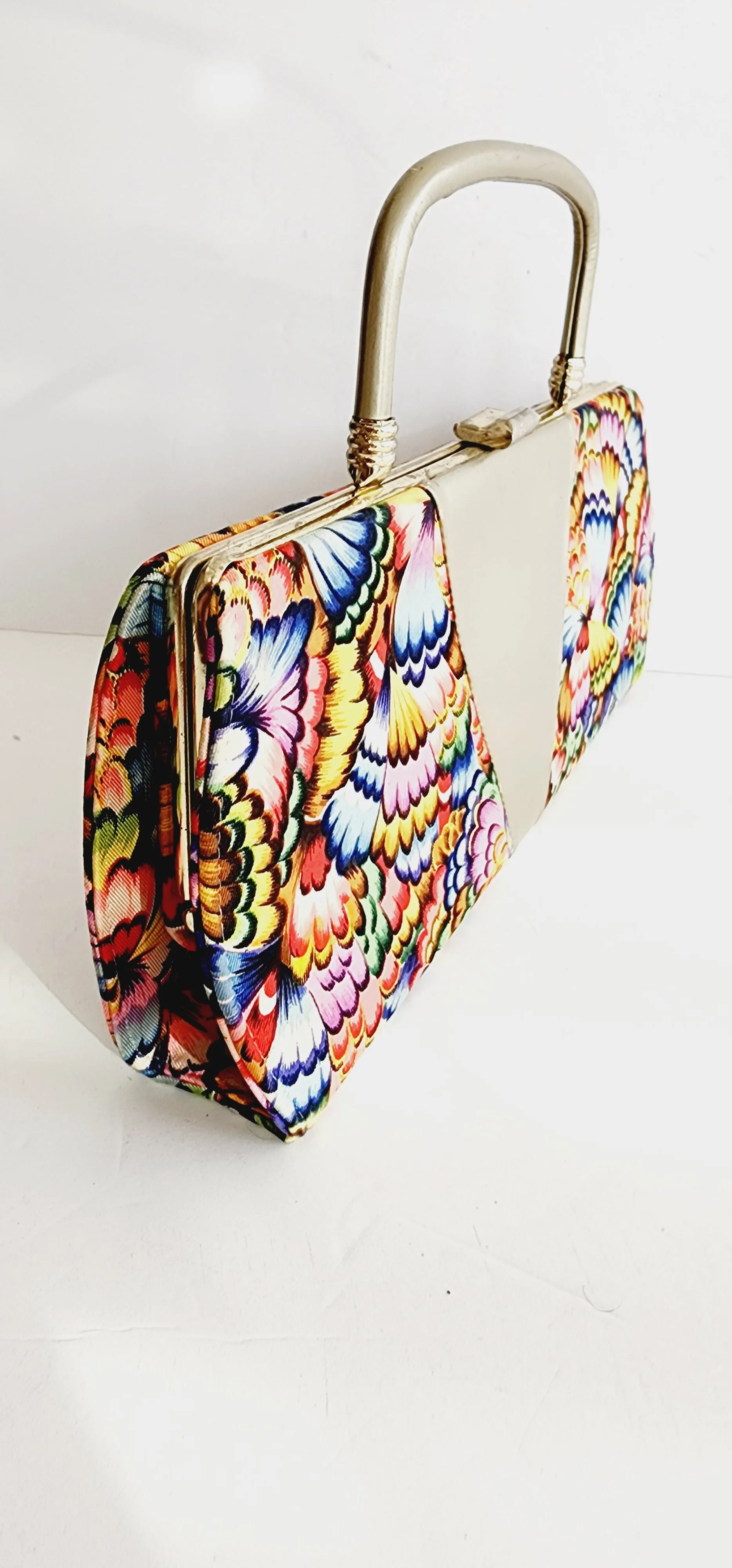 60s Top Handle Bag Colorful Silkprint Rectangular