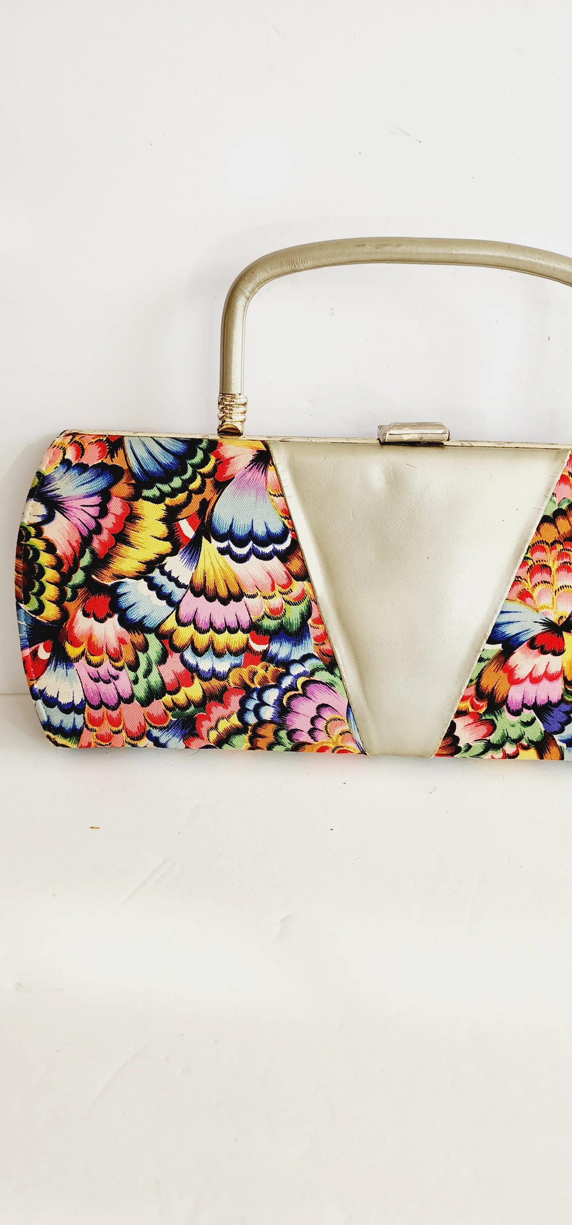 60s Top Handle Bag Colorful Silkprint Rectangular