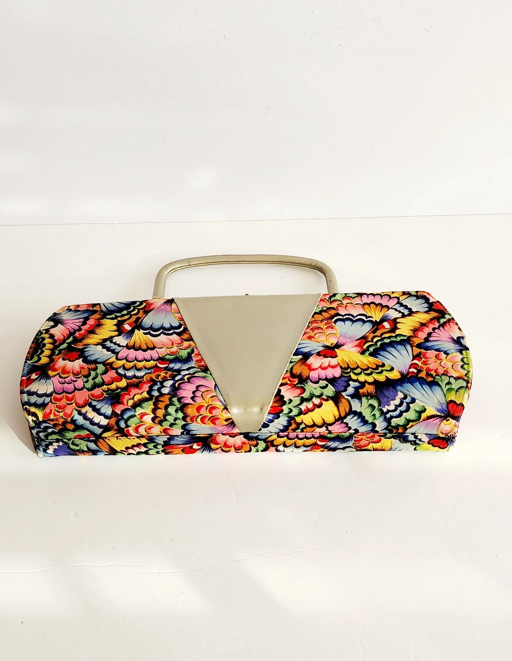 60s Top Handle Bag Colorful Silkprint Rectangular