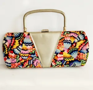 60s Top Handle Bag Colorful Silkprint Rectangular