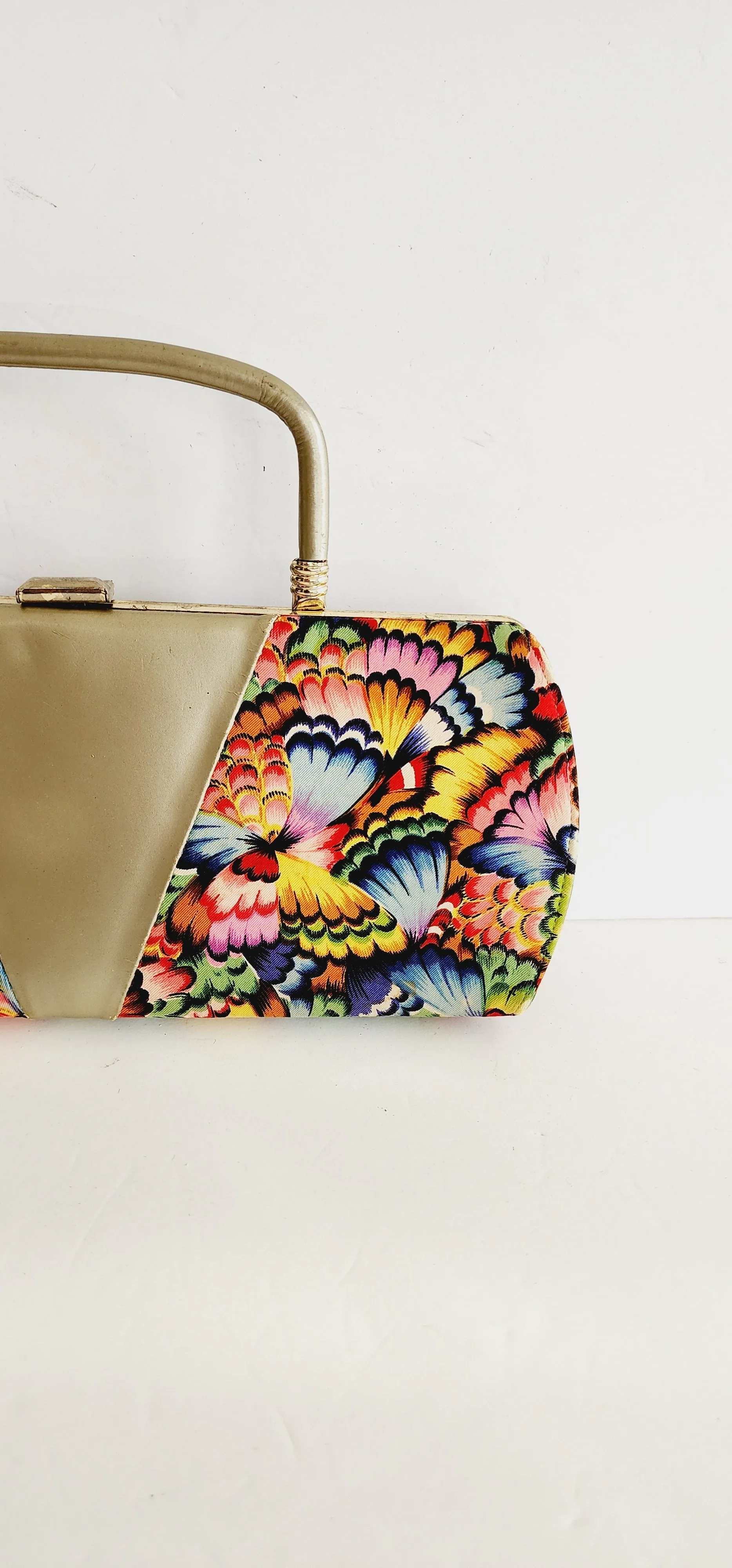 60s Top Handle Bag Colorful Silkprint Rectangular