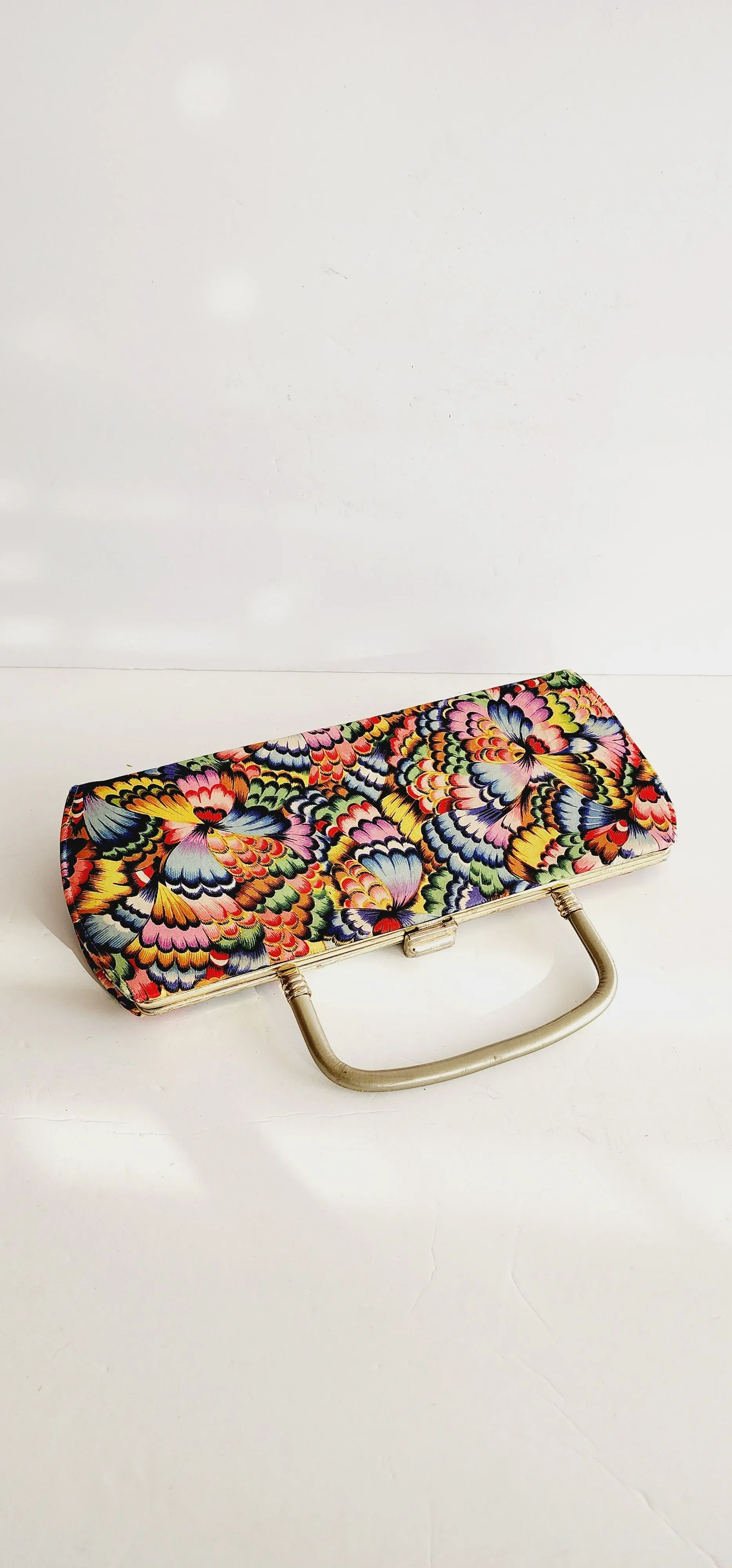 60s Top Handle Bag Colorful Silkprint Rectangular