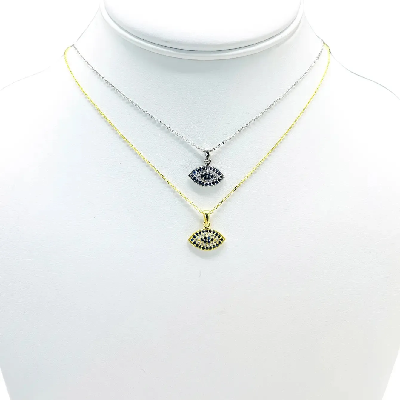 925 Sterling Silver Evil Eye Oval Necklace