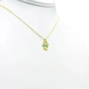 925 Sterling Silver Hamsa Blue Evil Eye Necklace