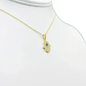 925 Sterling Silver Navy Stone Hamsa Necklace