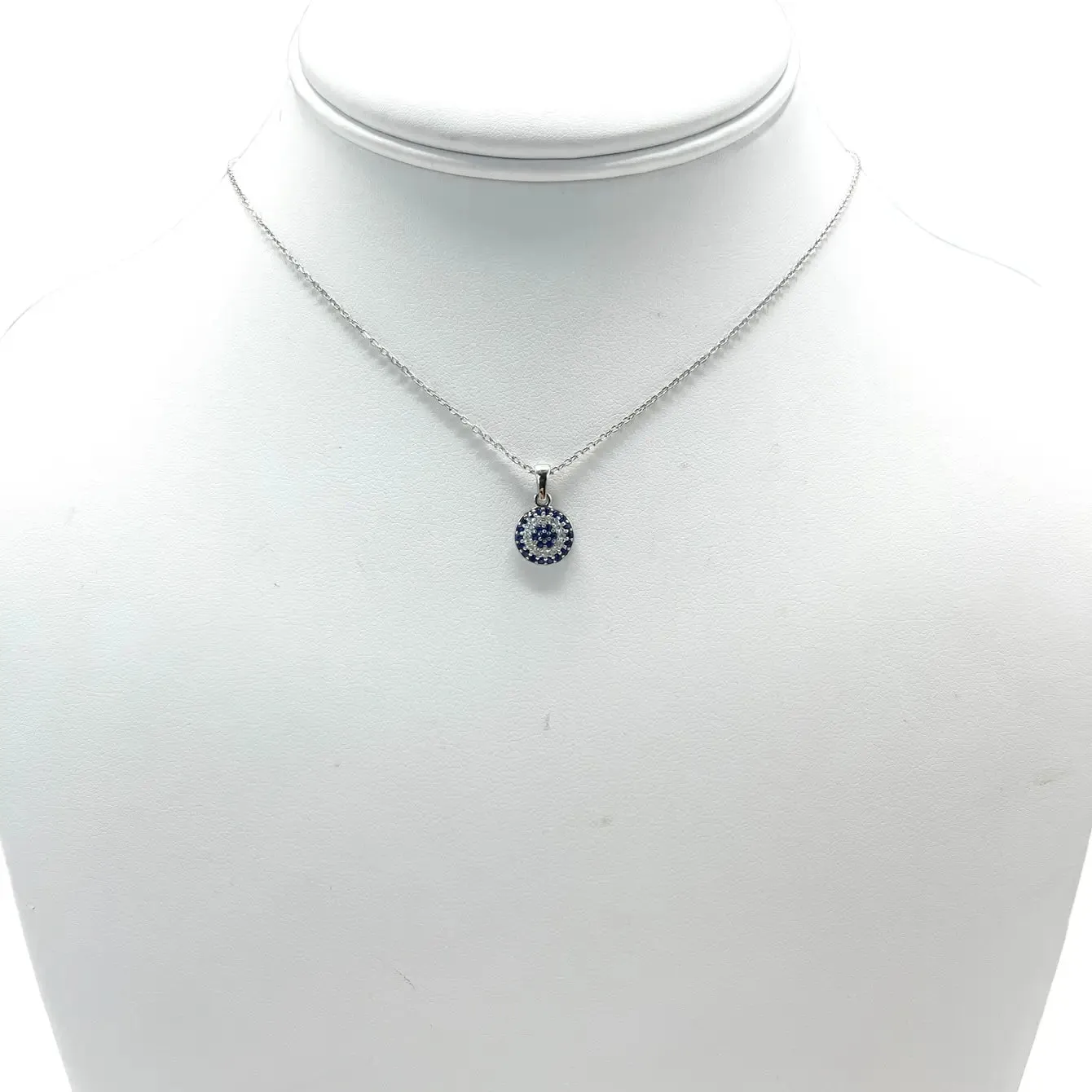 925 Sterling Silver - Small Round Evileye Necklace