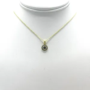 925 Sterling Silver - Small Round Evileye Necklace
