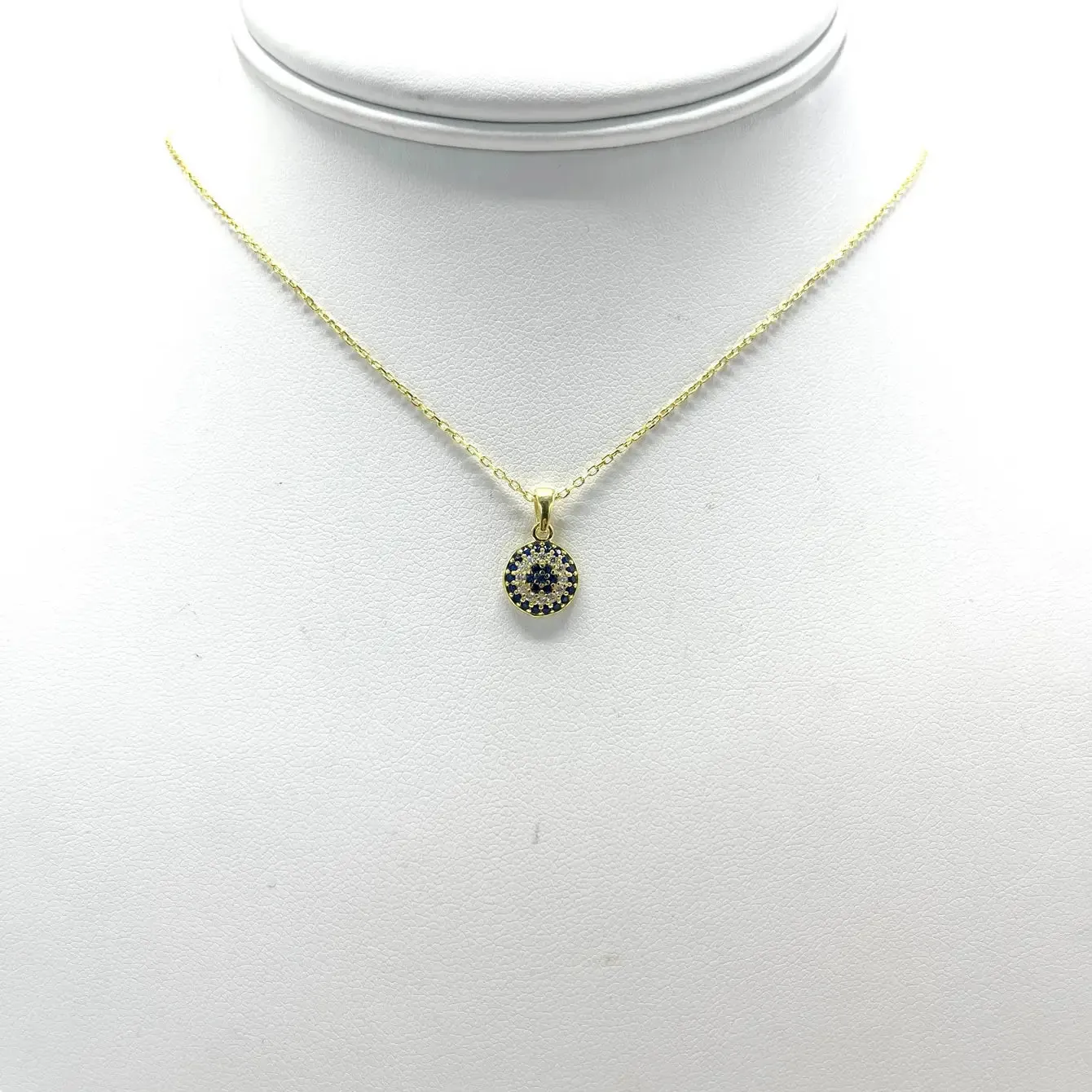 925 Sterling Silver - Small Round Evileye Necklace