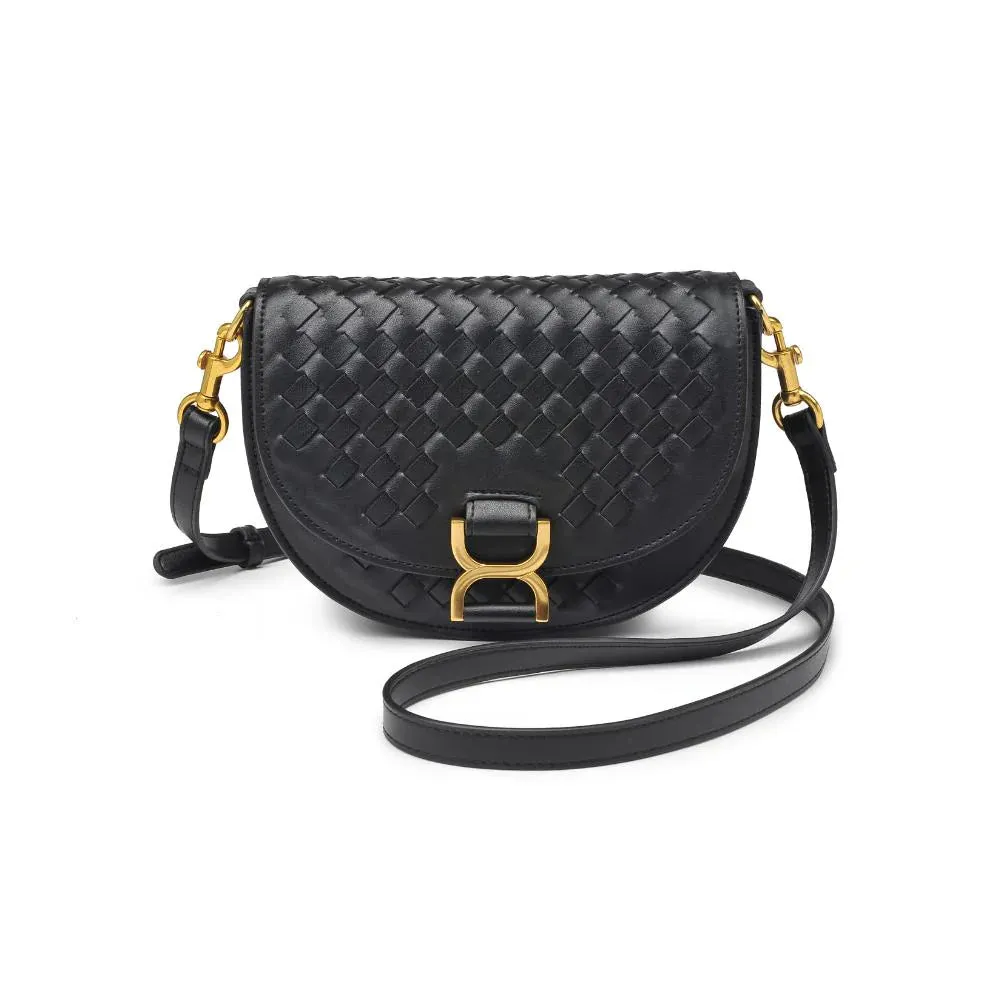 Alise Black Woven Crossbody