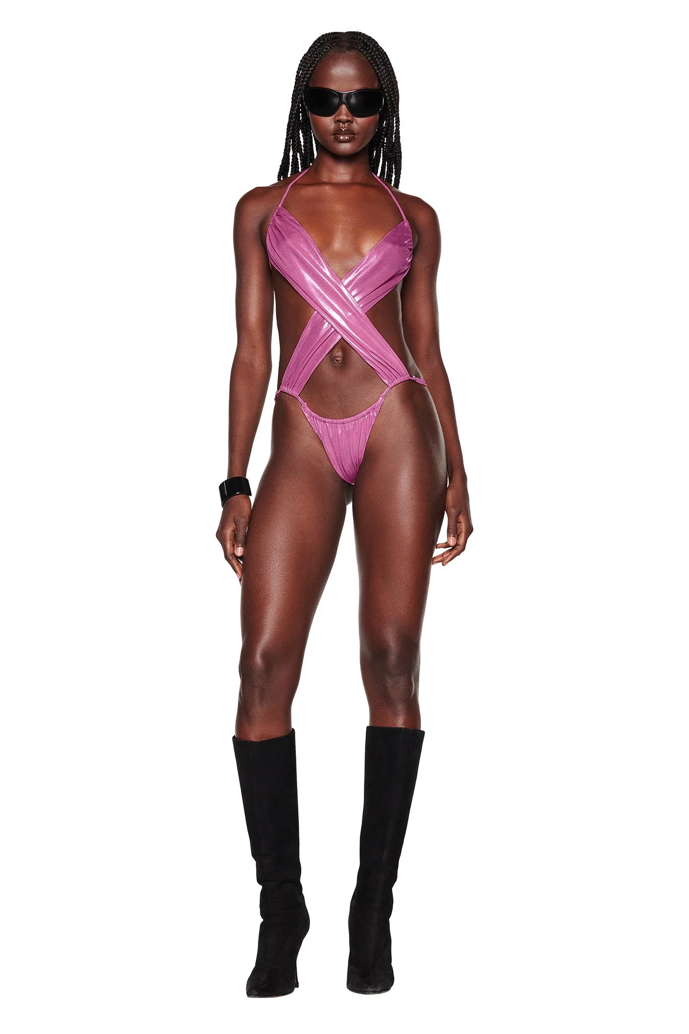 ALUNA BODYSUIT - PINK : METALLIC
