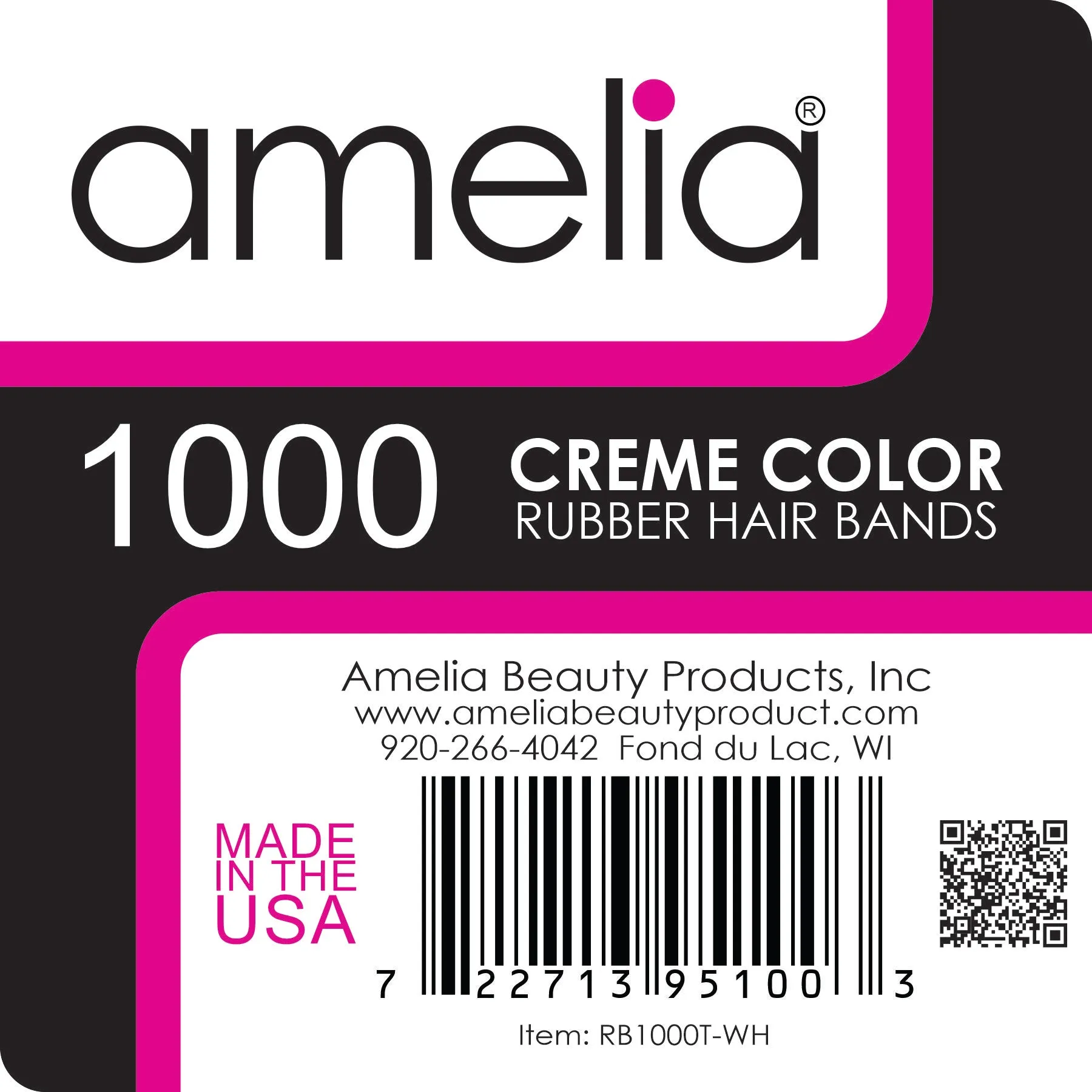 Amelia Beauty | 1/2in, Creme, Elastic Rubber Band Pony Tail Holders | Made in USA, Ideal for Ponytails, Braids, Twists, Dreadlocks, Styling Accessories for Women, Men and Girls | 1000 Pack