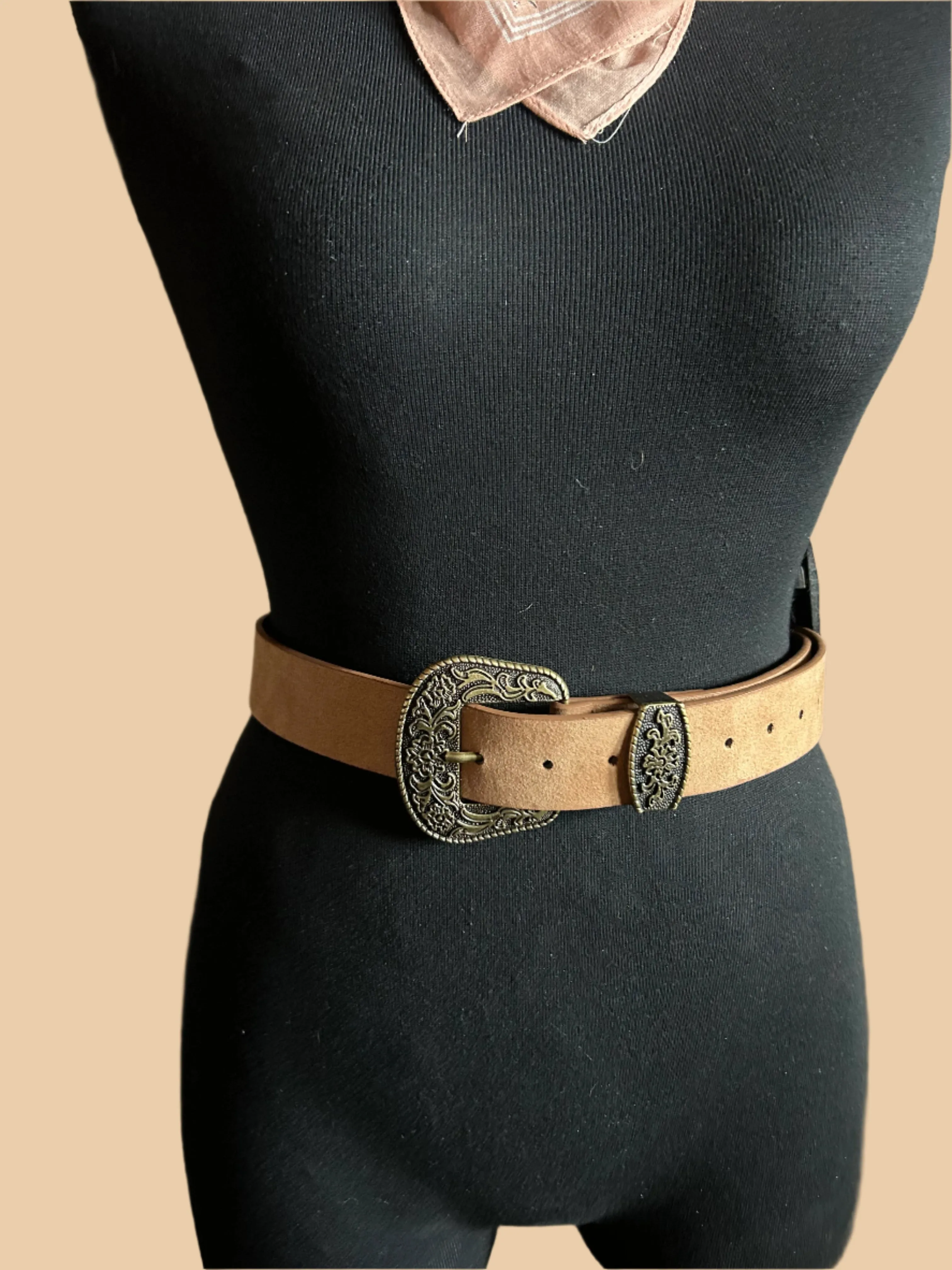 Antique Gold Boho Western Belt Camel One Size Fits All