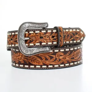 ARIAT FLORAL EMBOSSED MENS BELT