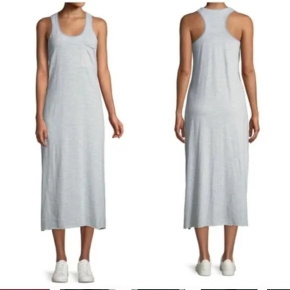 ATM Anthony Thomas Melillo Midi Dress Racerback Blue/White Striped Size Medium