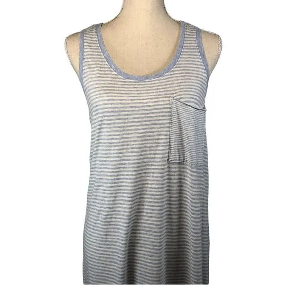 ATM Anthony Thomas Melillo Midi Dress Racerback Blue/White Striped Size Medium
