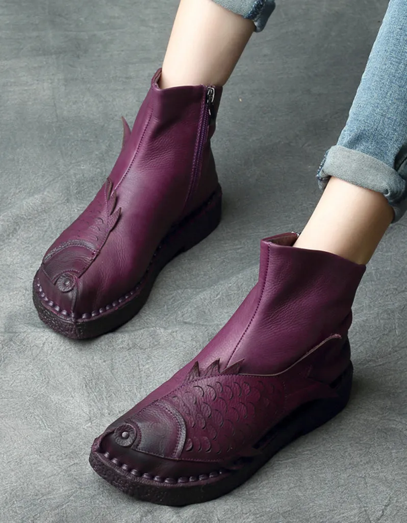 Autumn Winter Soft Leather Handmade Retro Boots